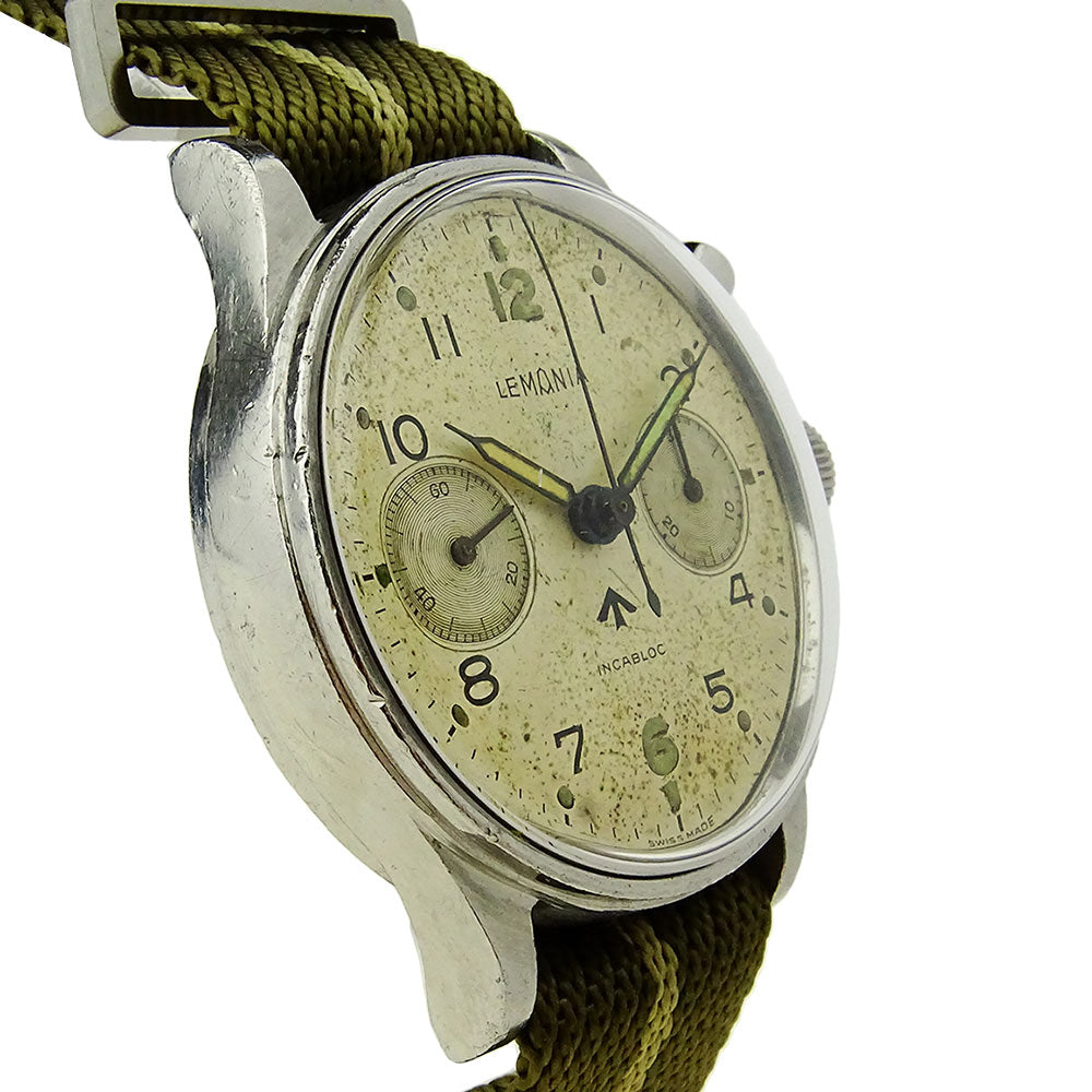 Lemania Vintage RAF Single Pusher Chrono