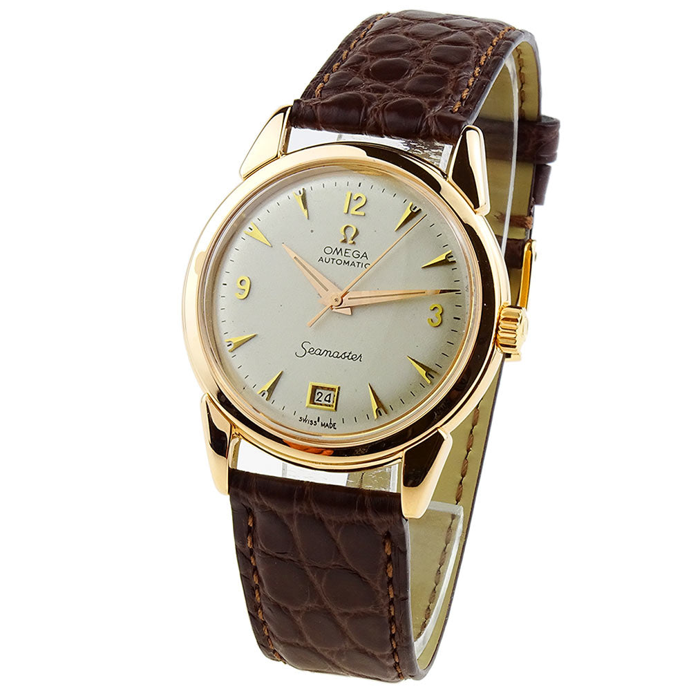 Omega Seamaster Vintage Automatic 18k Rose Gold Wristwatch 1950