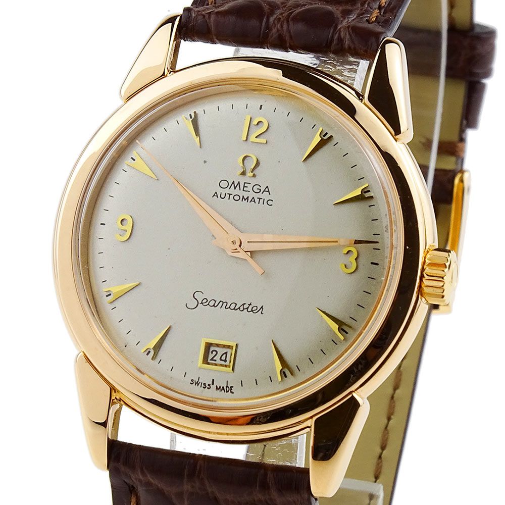 Omega Seamaster Vintage Automatic 18k Rose Gold Wristwatch 1950