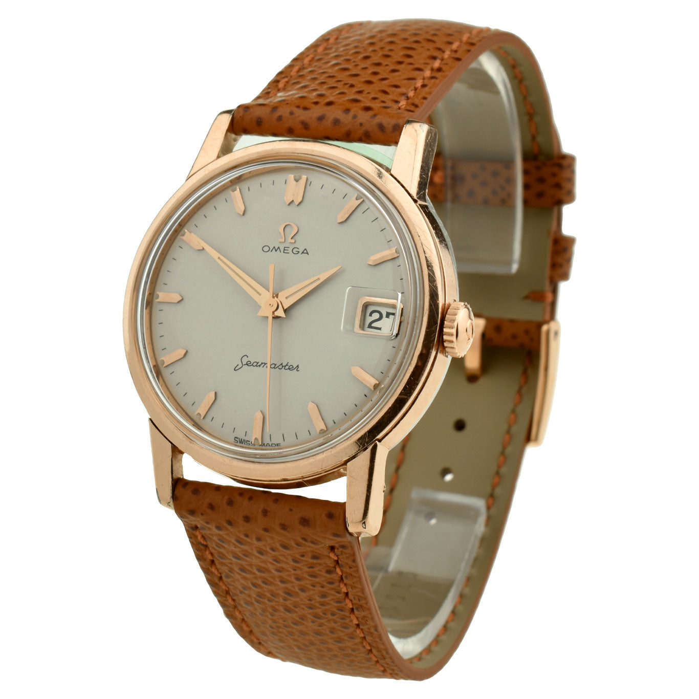 Omega Seamaster Vintage Rose Gold Cap Mechanical Wristwatch