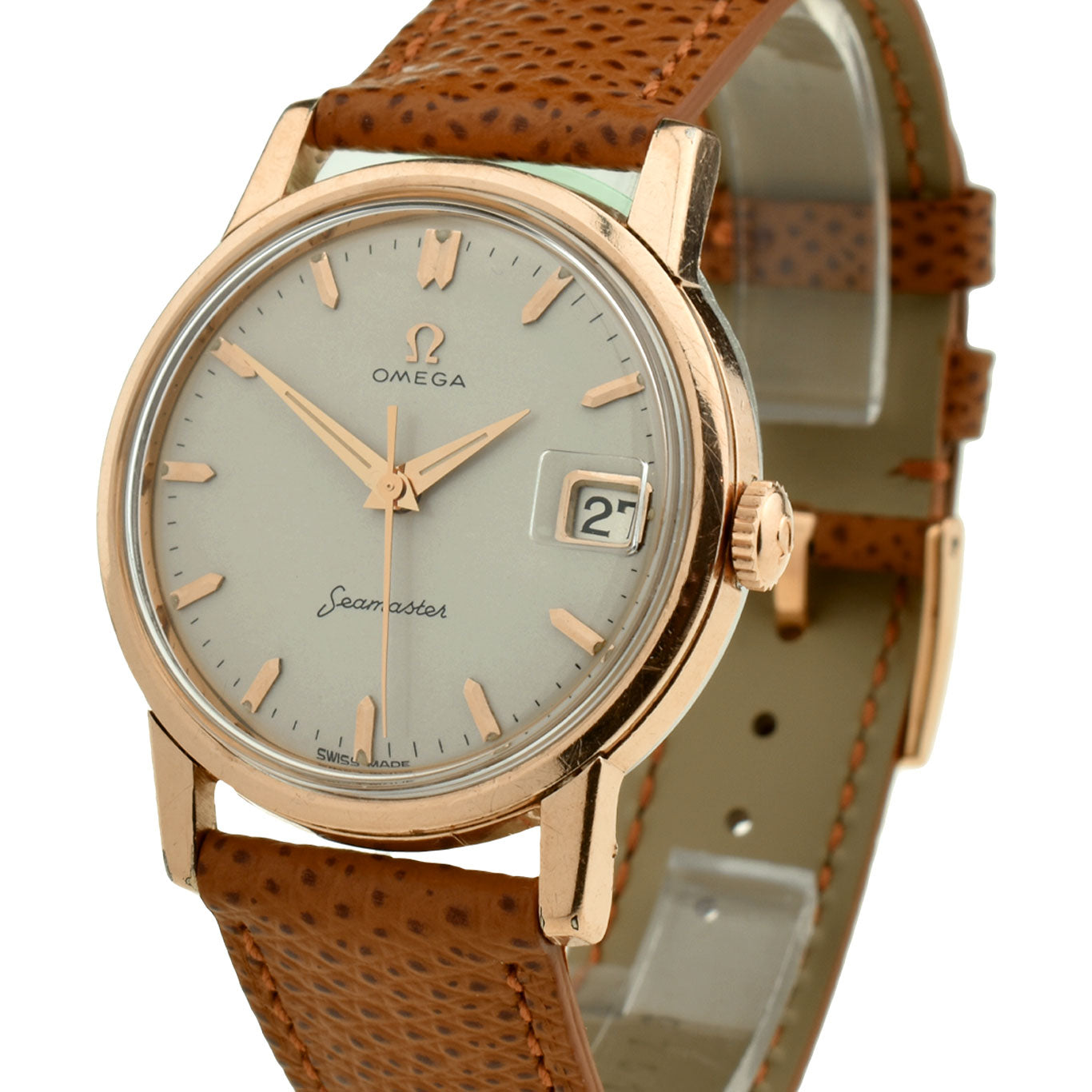 Omega Seamaster Vintage Rose Gold Cap Mechanical Wristwatch