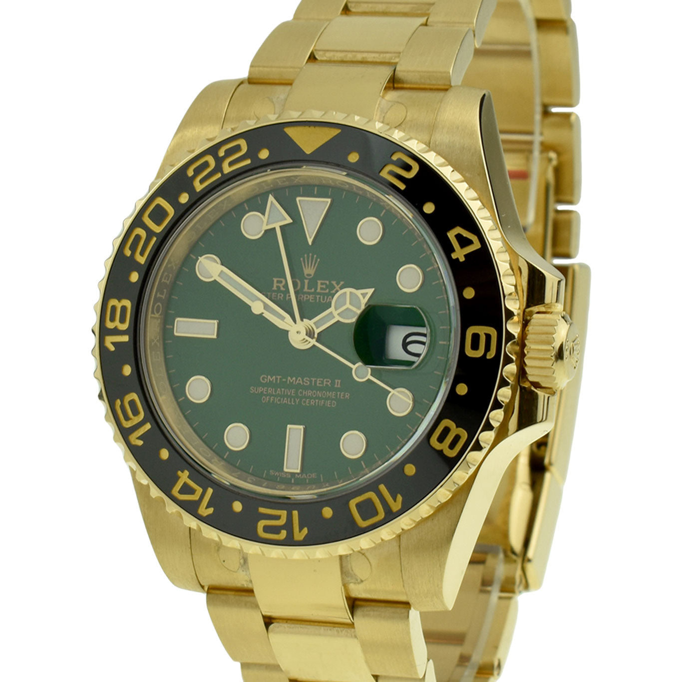Rolex GMT-Master II 18ct Gold Green Dial 116718LN