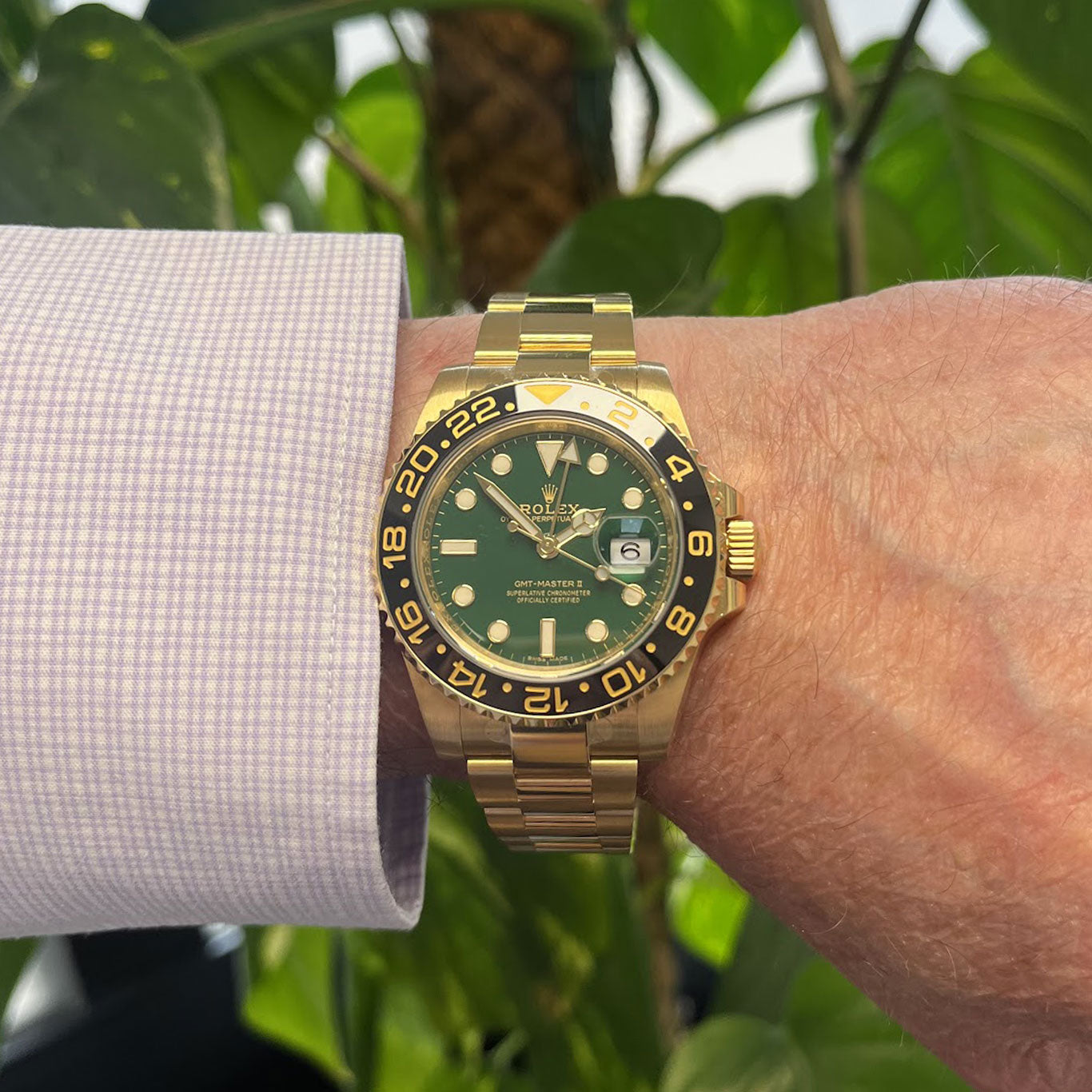 Rolex GMT-Master II 18ct Gold Green Dial 116718LN
