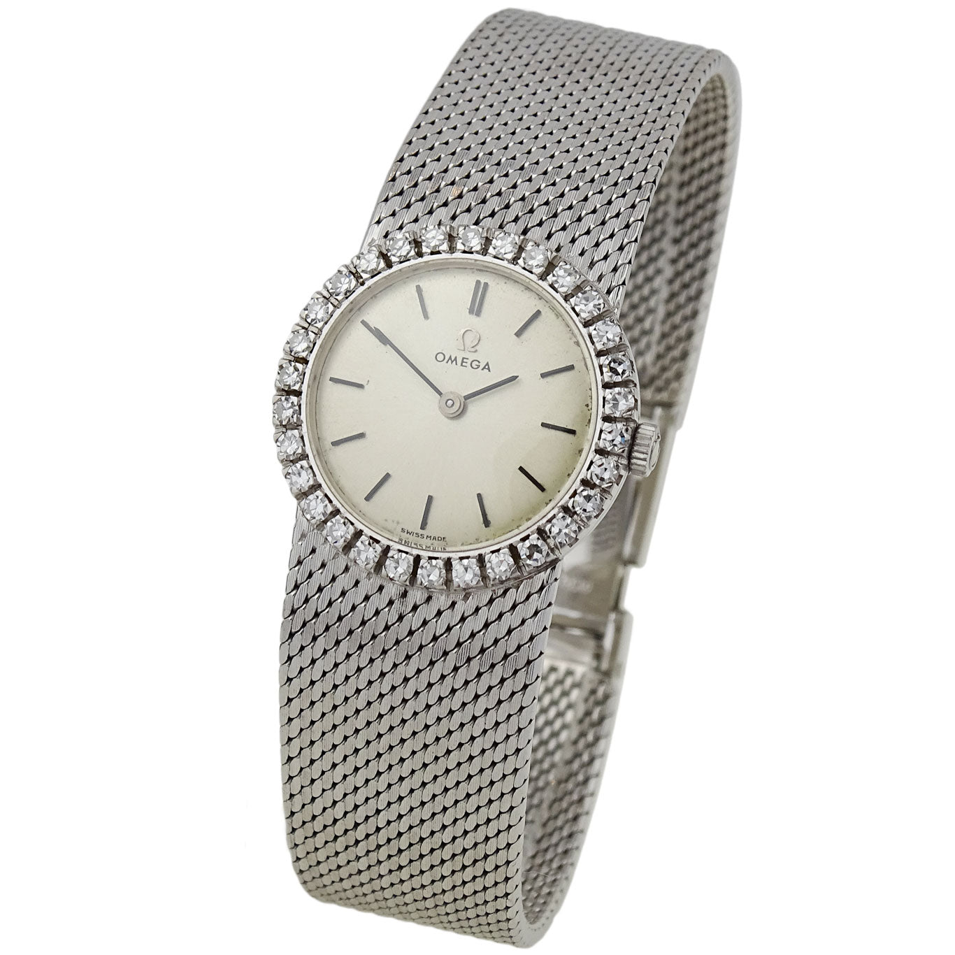 Omega Vintage 18ct White Gold Diamond Mechanical