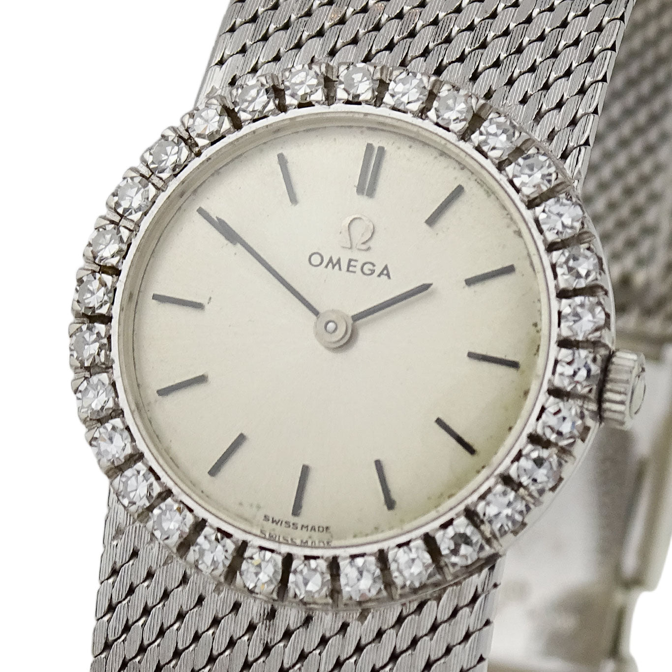Omega Vintage 18ct White Gold Diamond Mechanical