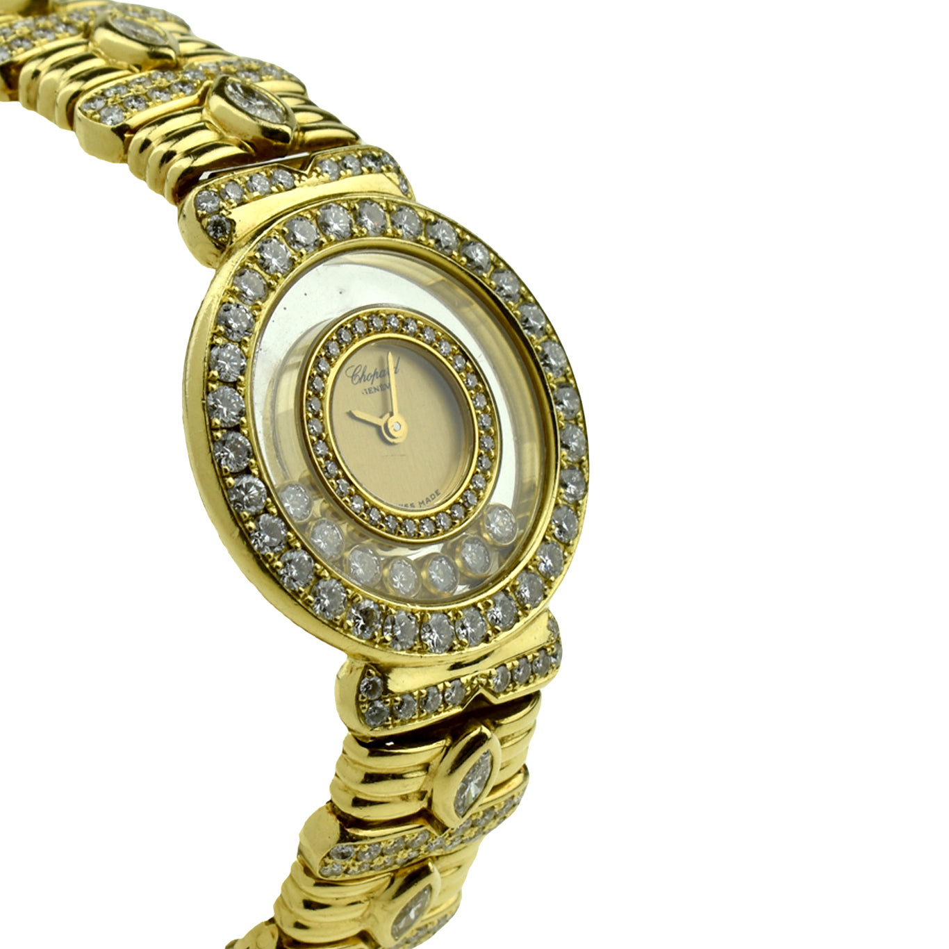 Chopard Ladies Happy Diamonds 18k Gold Diamond Set Watch 4117