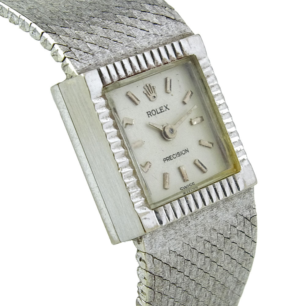 Rolex Precision 18k White Gold Ladies Vintage Wristwatch