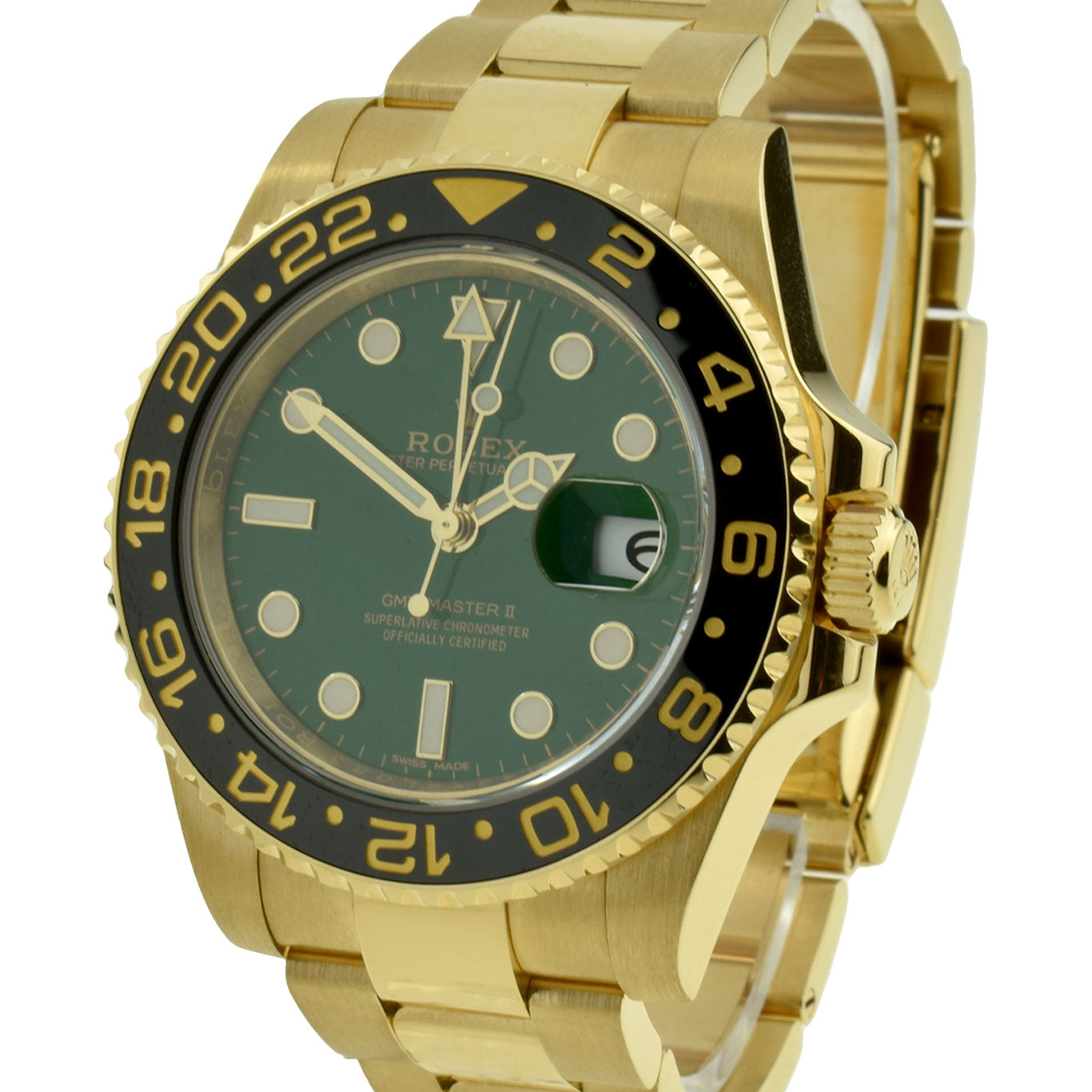Rolex GMT-Master II Green Dial 18ct Gold 116718LN
