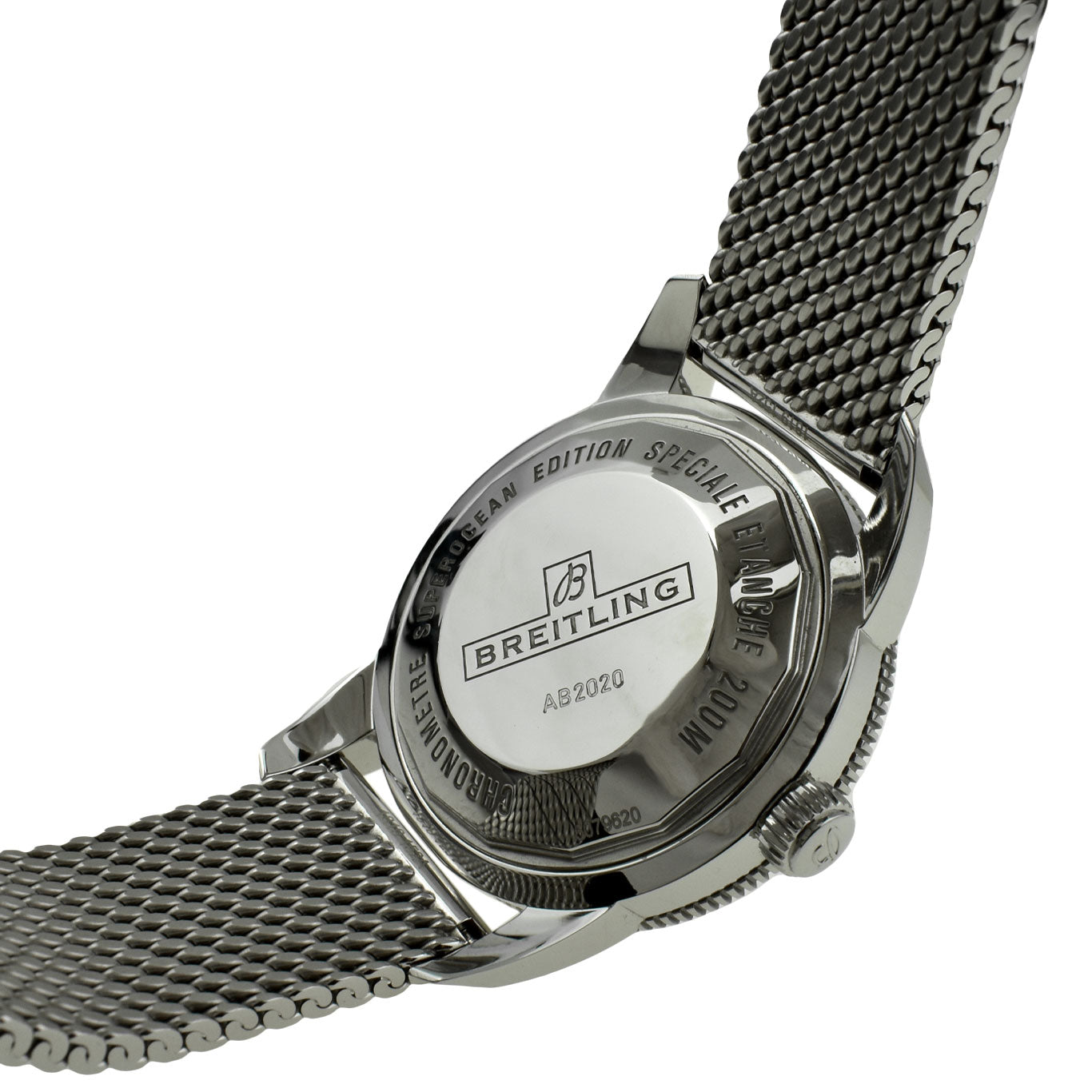 breitling superocean heritage case back made from stainless steel