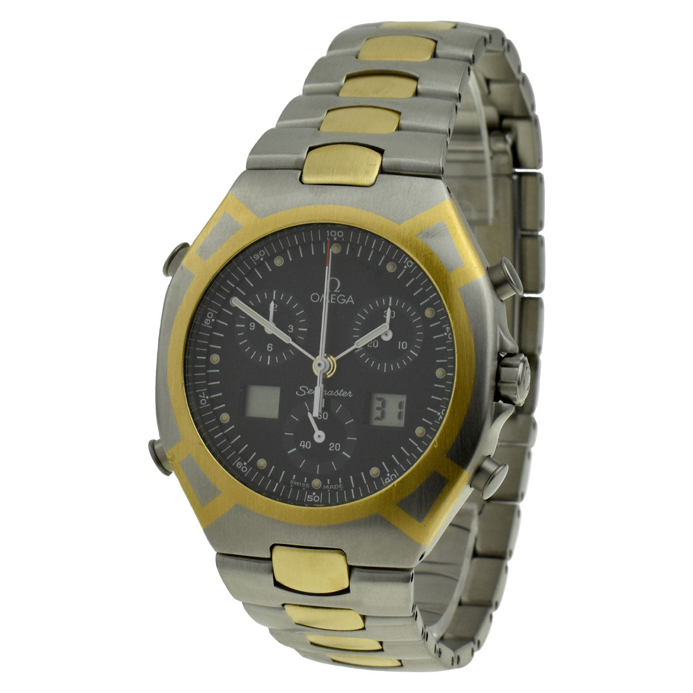Omega Seamaster Polaris Steel & Gold Quartz Chronograph 2493.50.00