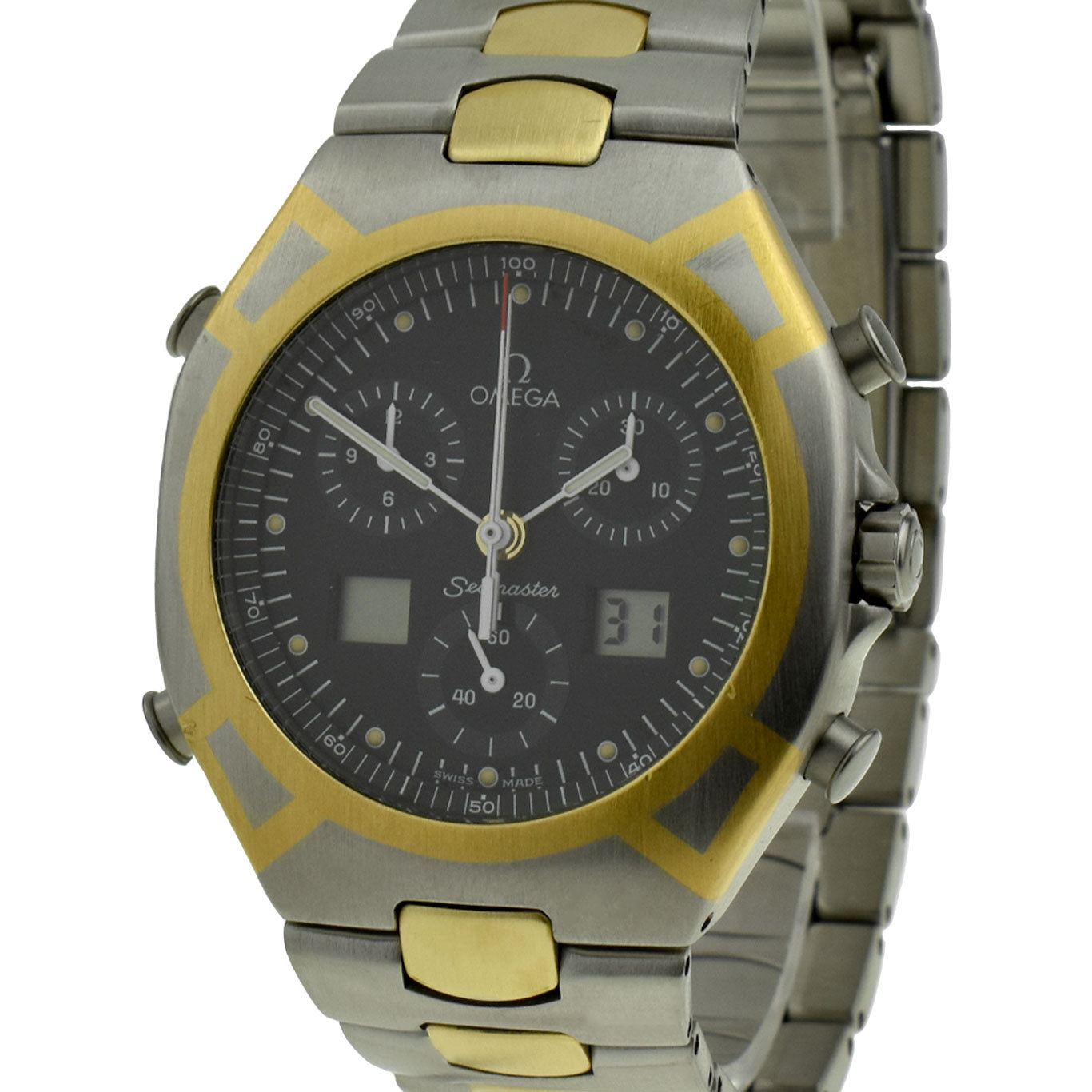 Omega Seamaster Polaris Steel & Gold Quartz Chronograph 2493.50.00