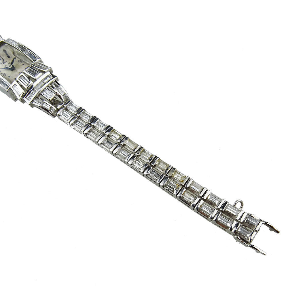 Hamilton Ladies Platinum & Diamond Art Deco Style Cocktail Watch