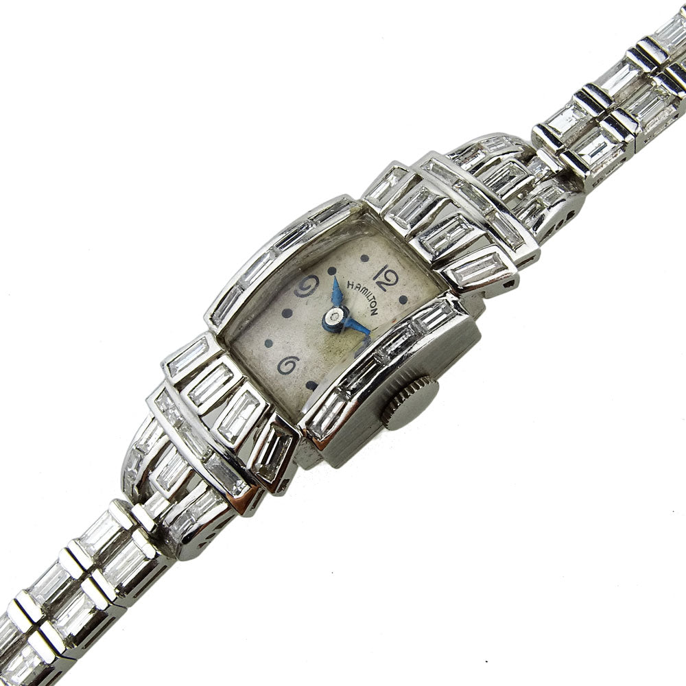 Hamilton Ladies Platinum & Diamond Art Deco Style Cocktail Watch