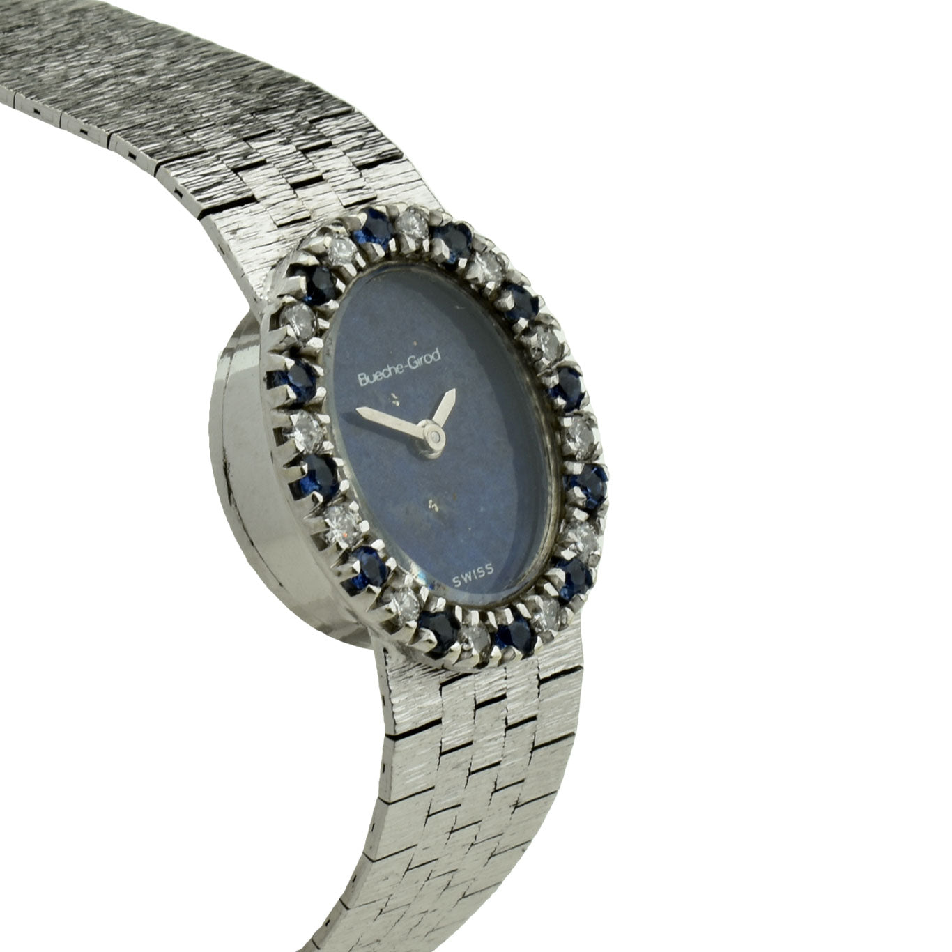 Bueche-Girod 9ct White Gold Diamond & Sapphire Mechanical Wristwatch