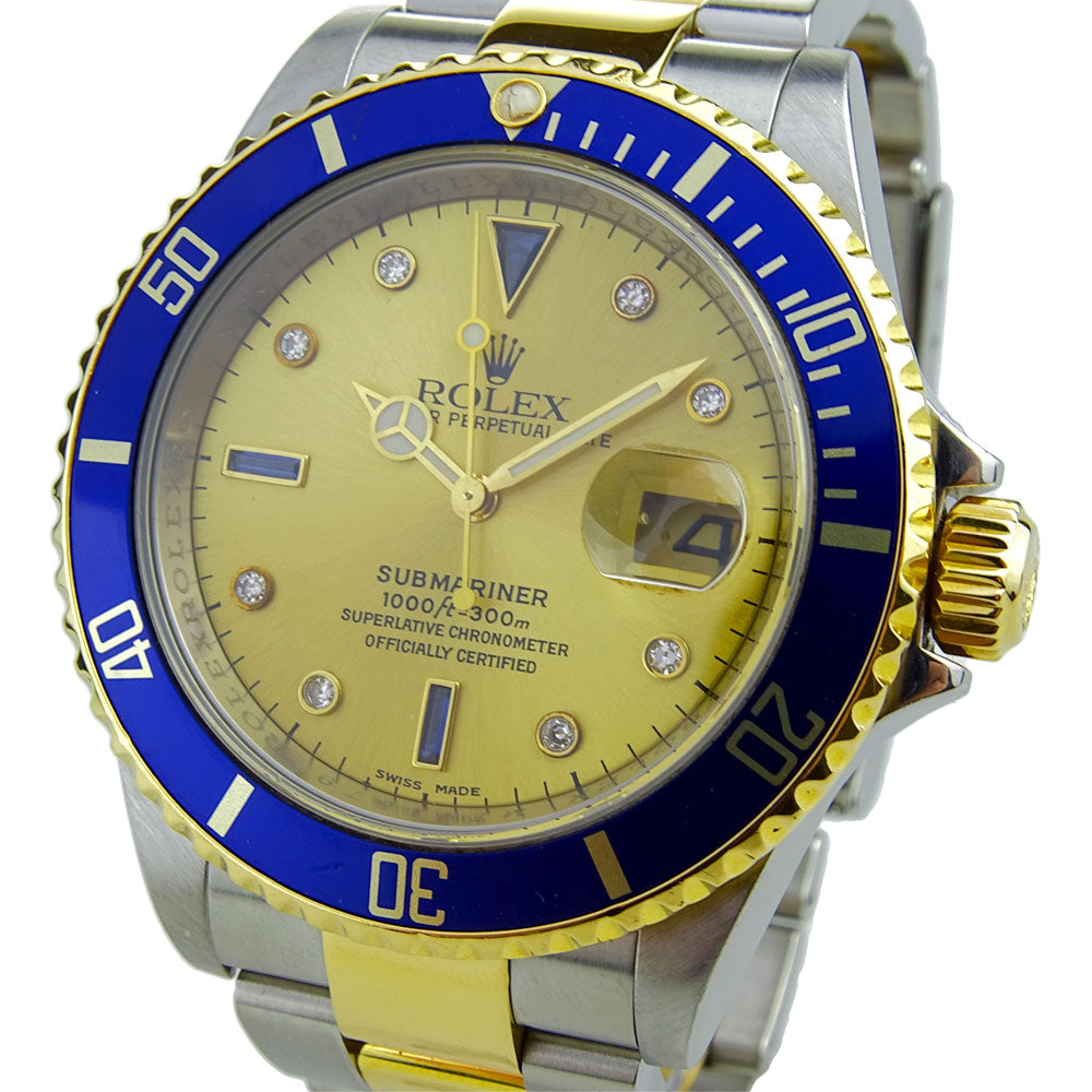 Rolex Submariner Date Steel and Gold Serti Dial 16613