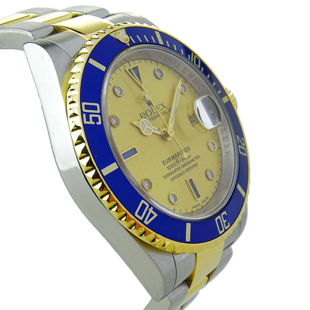 Rolex Submariner Date Steel and Gold Serti Dial 16613