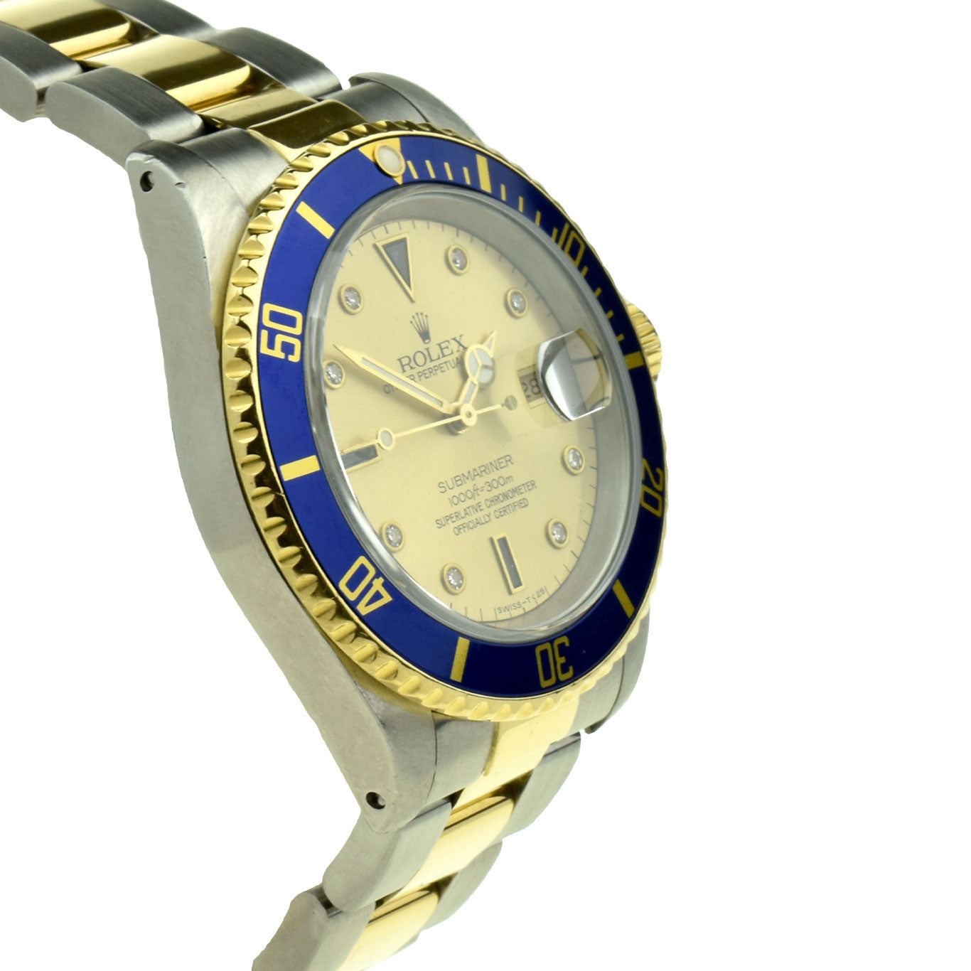 Rolex Submariner Date Steel & Gold Serti Dial 16613