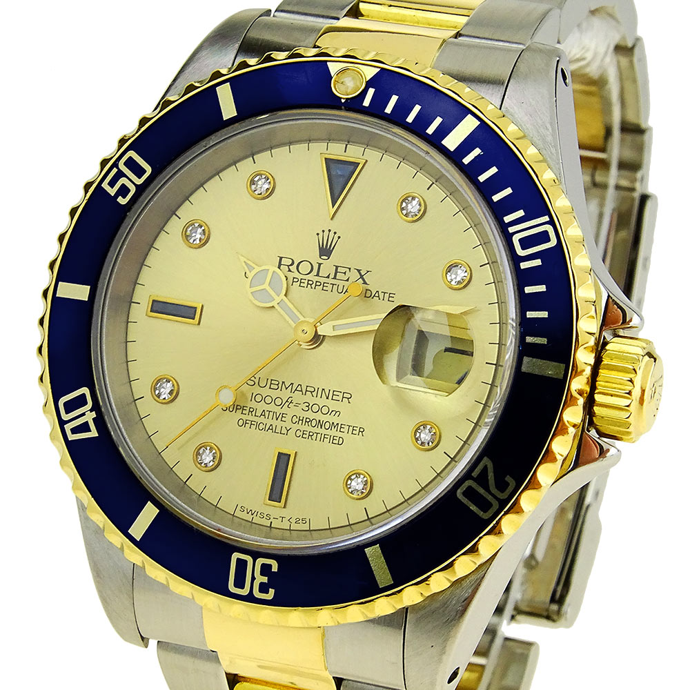 Rolex Submariner Date Steel and Gold Serti Dial 16613