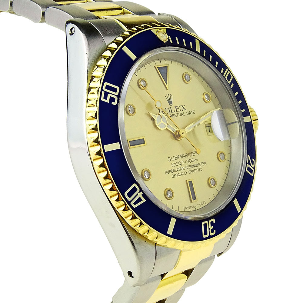 Rolex Submariner Date Steel and Gold Serti Dial 16613