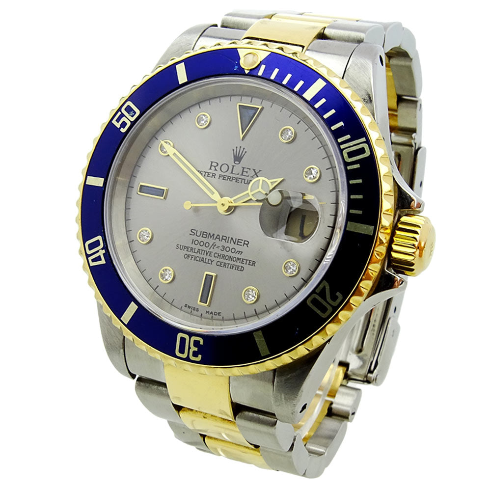Rolex Submariner Date Steel and Gold Serti Dial 16613