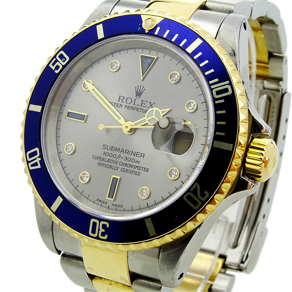Rolex Submariner Date Steel and Gold Serti Dial 16613