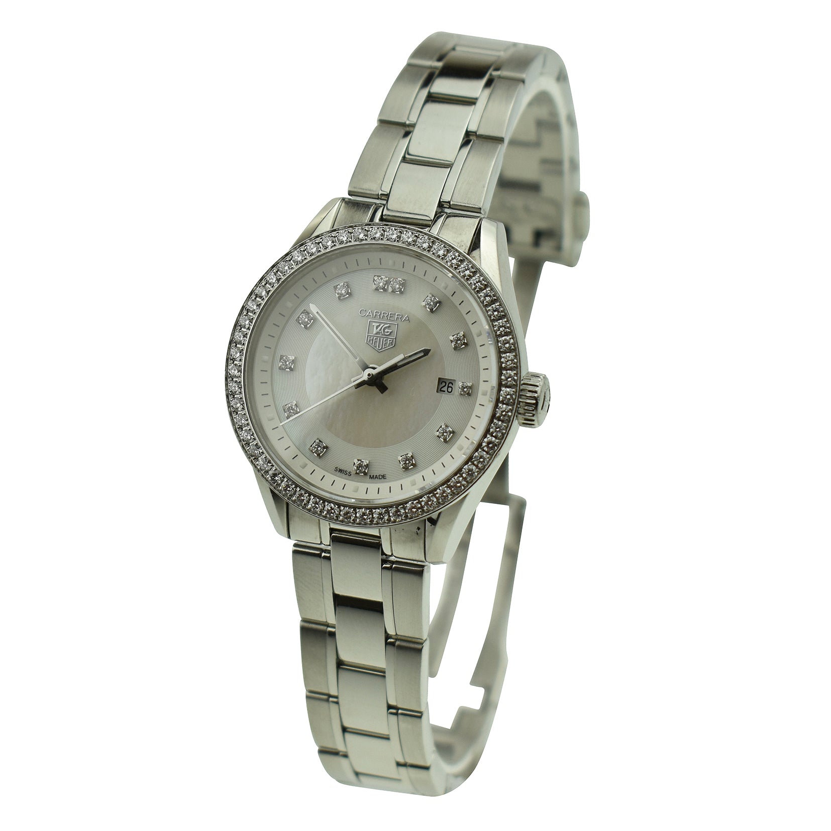 Tag Heuer Carrera Mother of Pearl Diamond Dial & Bezel WV1413