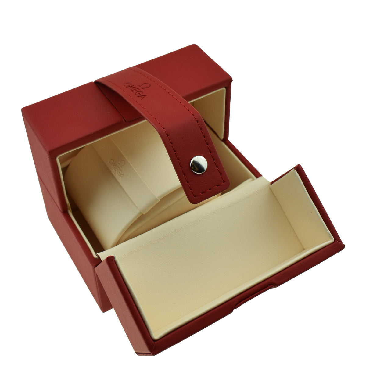 Omega Red Leather Watch Box Service Travel Case