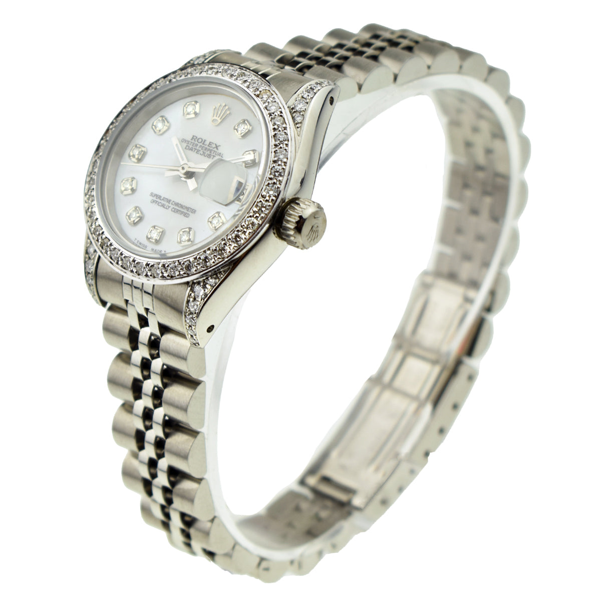 Rolex Datejust Diamond Bezel & Shoulders White Mother Of Pearl Dial