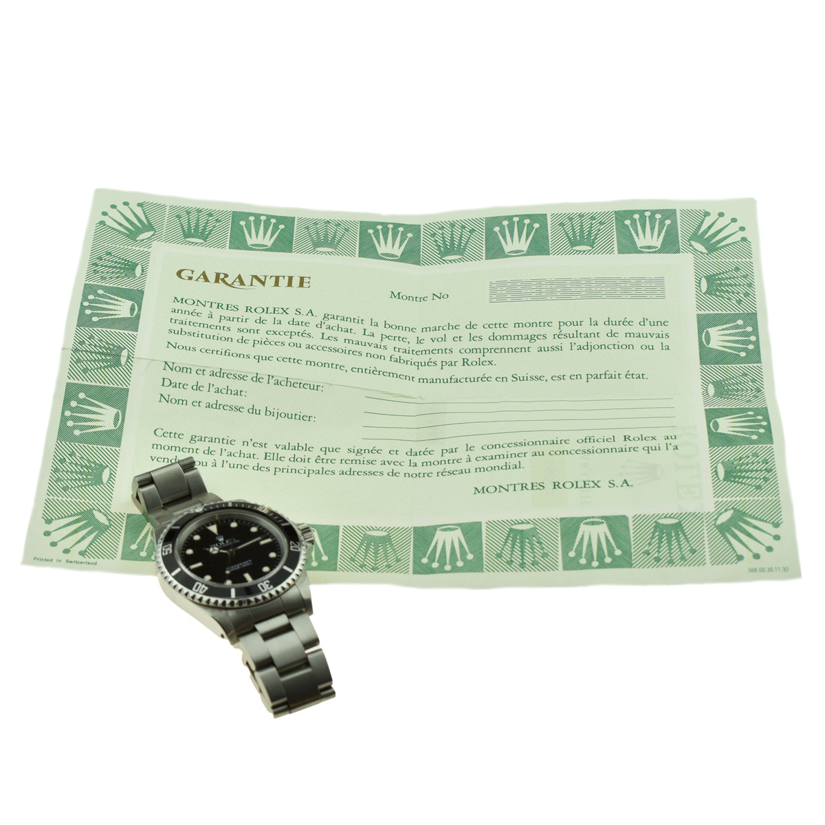 Rolex Submariner Non Date Oyster Perpetual 14060