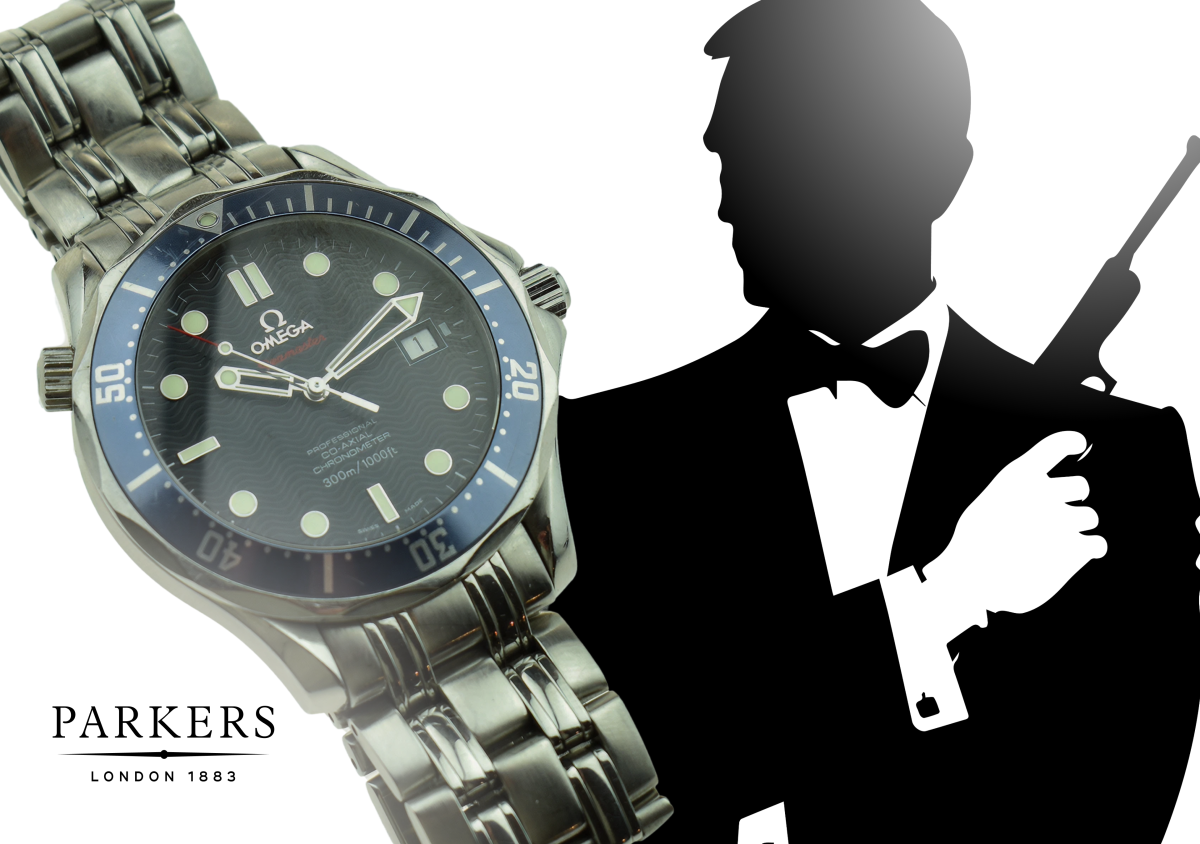 Omega watch with james bond silhouette figure