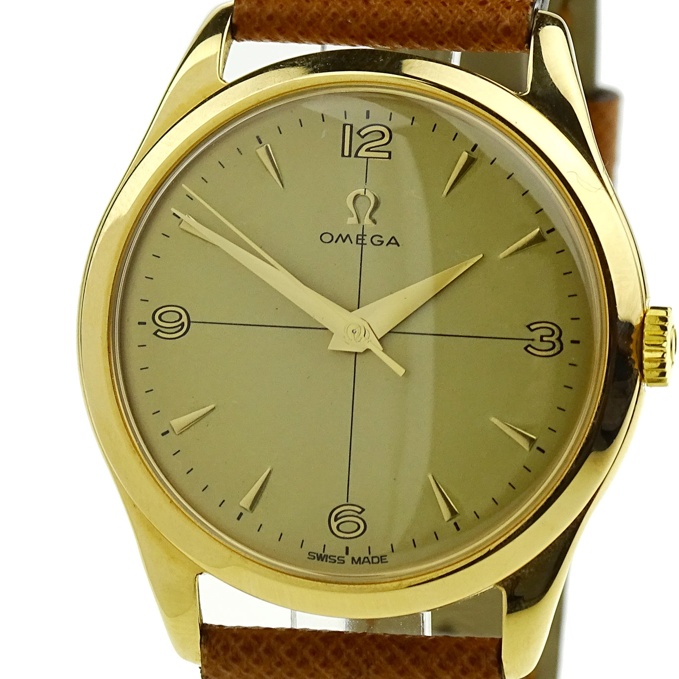 Omega Vintage 18k Gold Mechanical Oversize