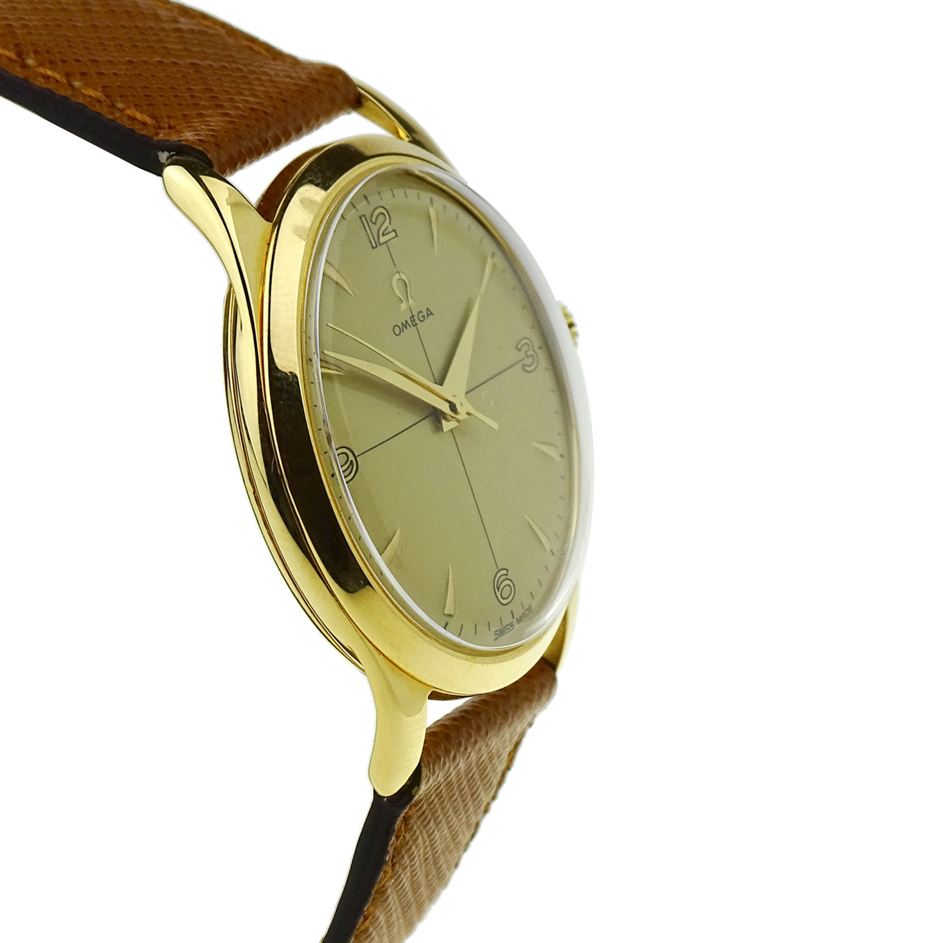 Omega Vintage 18k Gold Mechanical Oversize