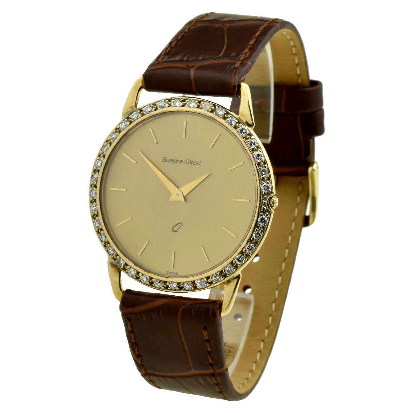 Bueche-Girod 9ct Gold Diamond Set Quartz Wristwatch