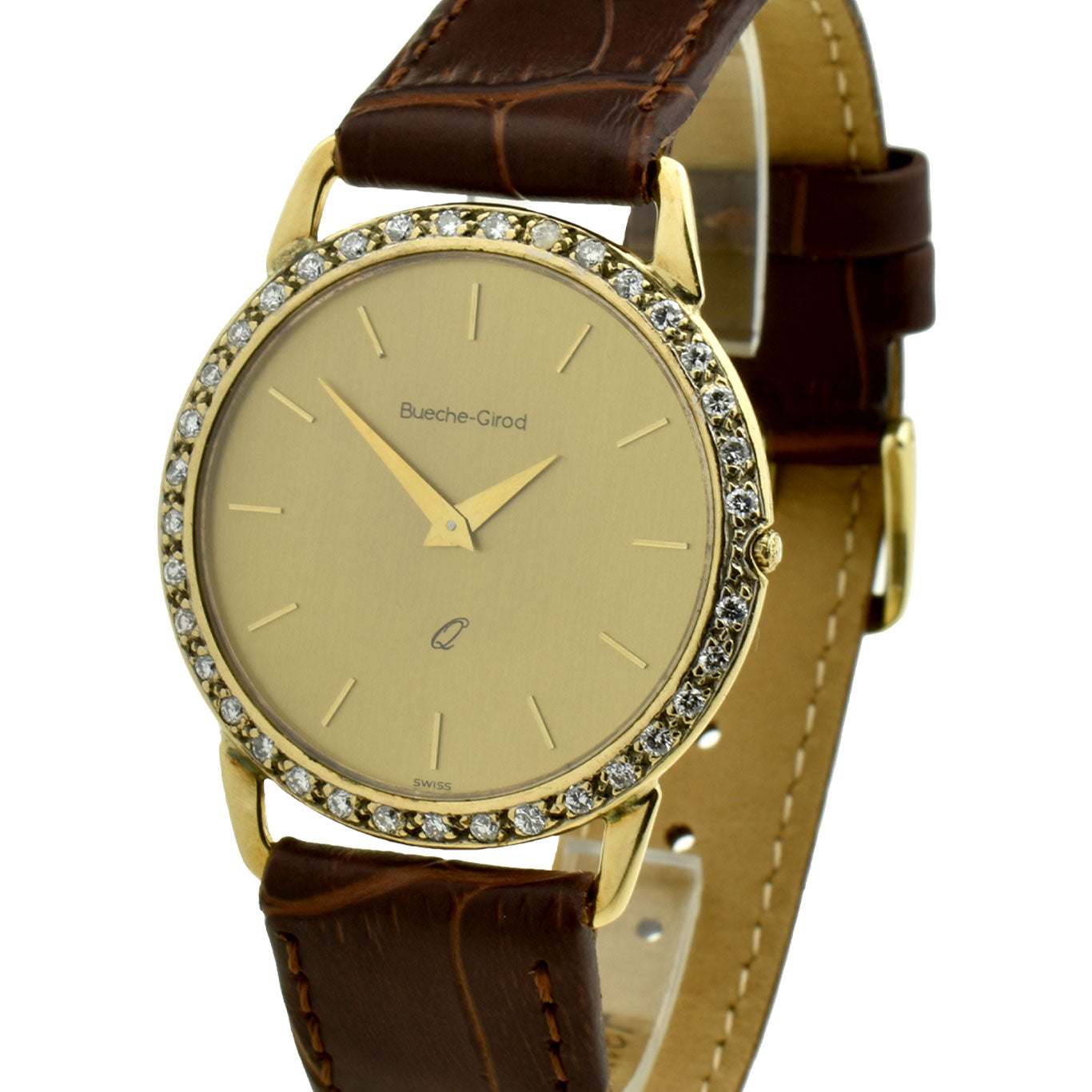Bueche-Girod 9ct Gold Diamond Set Quartz Wristwatch