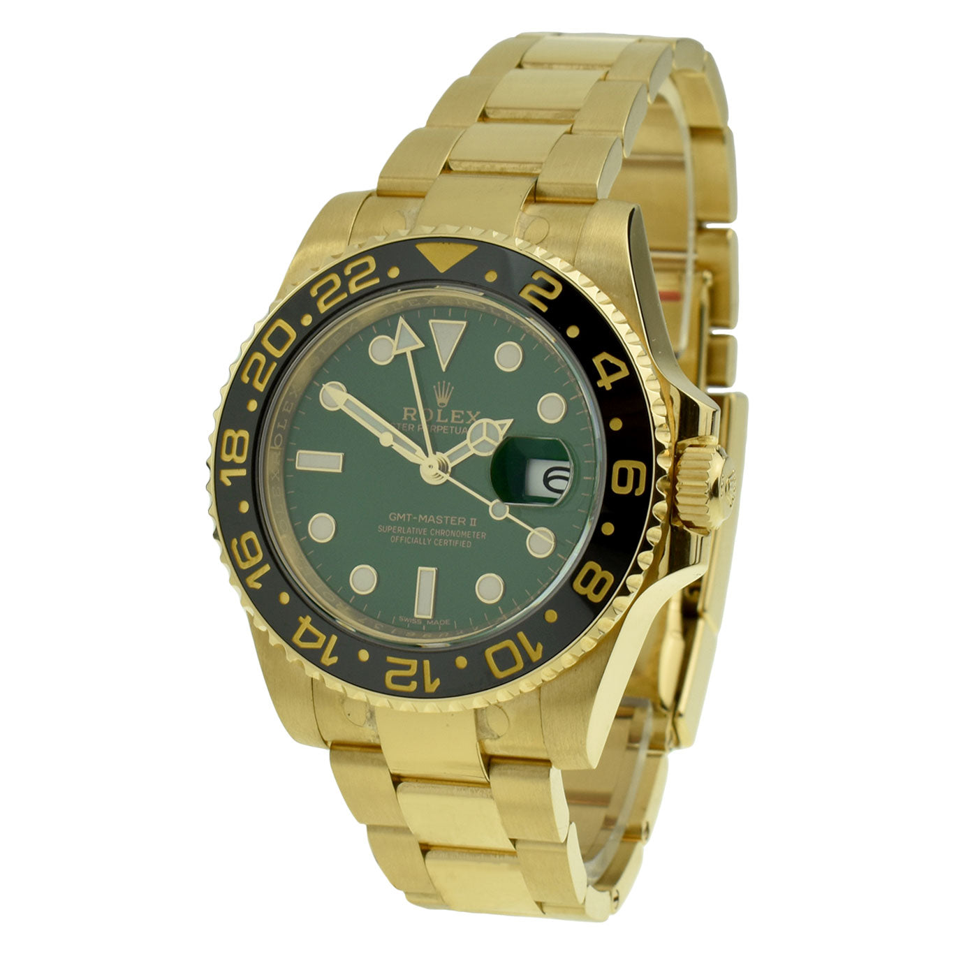 Rolex GMT-Master II 18ct Gold Green Dial 116718LN at Parkers Jewellers