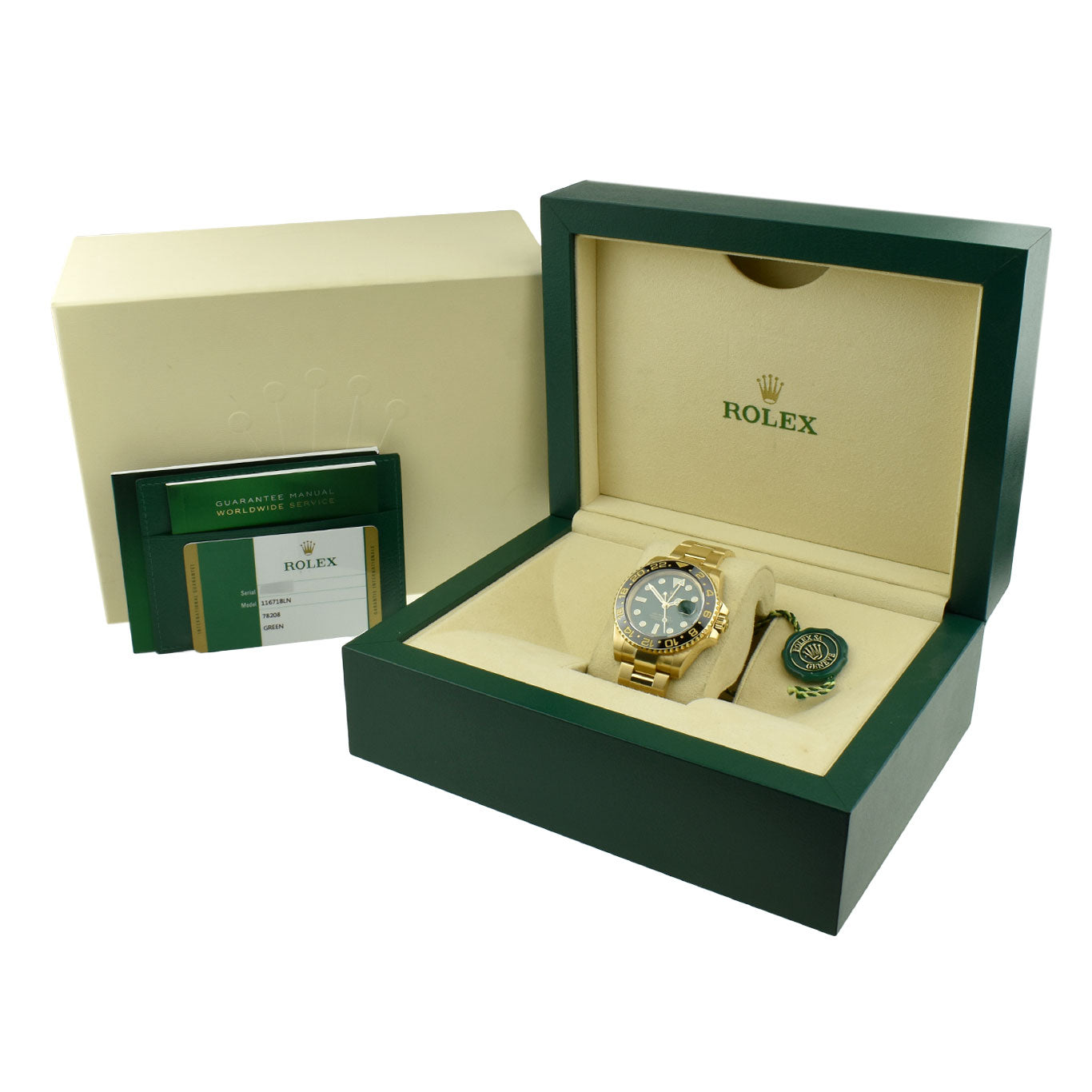 Rolex GMT-Master II 18ct Gold Green Dial 116718LN