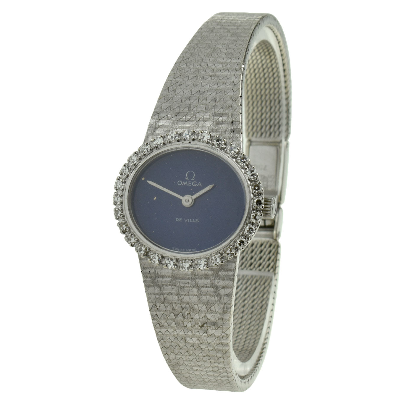 Omega Vintage 18ct White Gold Diamond Set Mechanical Wristwatch