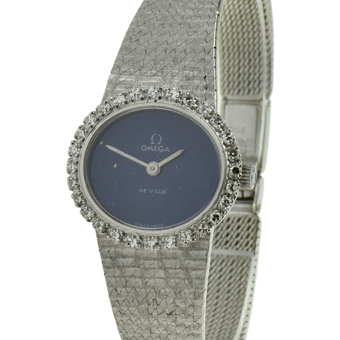 Omega Vintage 18ct White Gold Diamond Set Mechanical Wristwatch