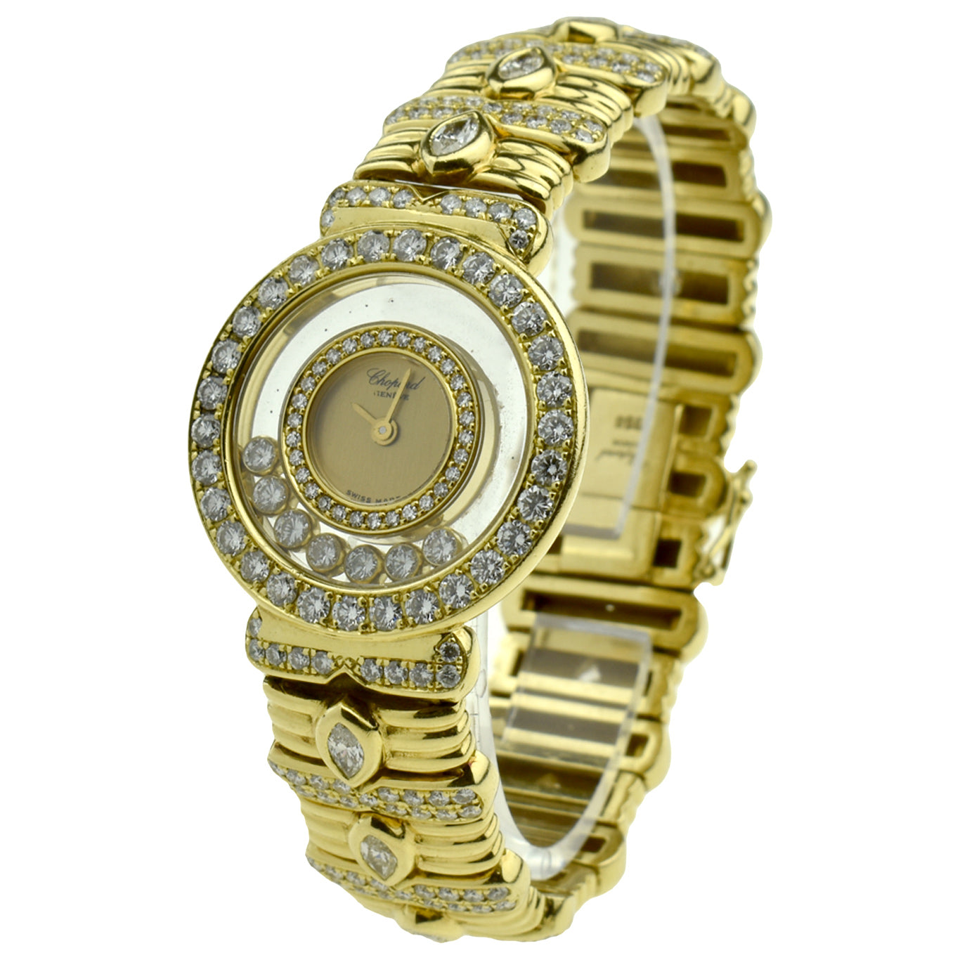 Chopard Ladies Happy Diamonds 18k Gold Diamond Set Watch 4117
