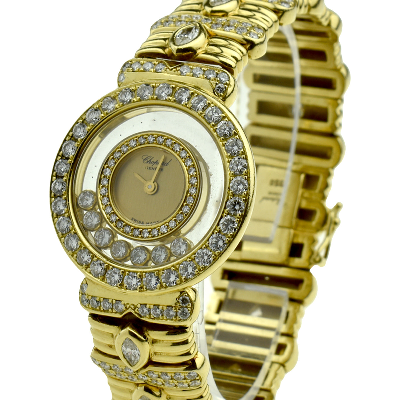 Chopard Ladies Happy Diamonds 18k Gold Diamond Set Watch 4117