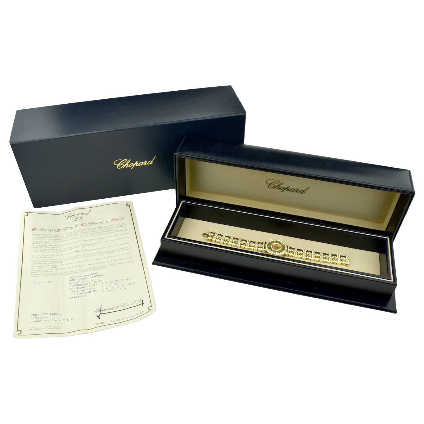 Chopard Ladies Happy Diamonds 18k Gold Diamond Set Watch 4117