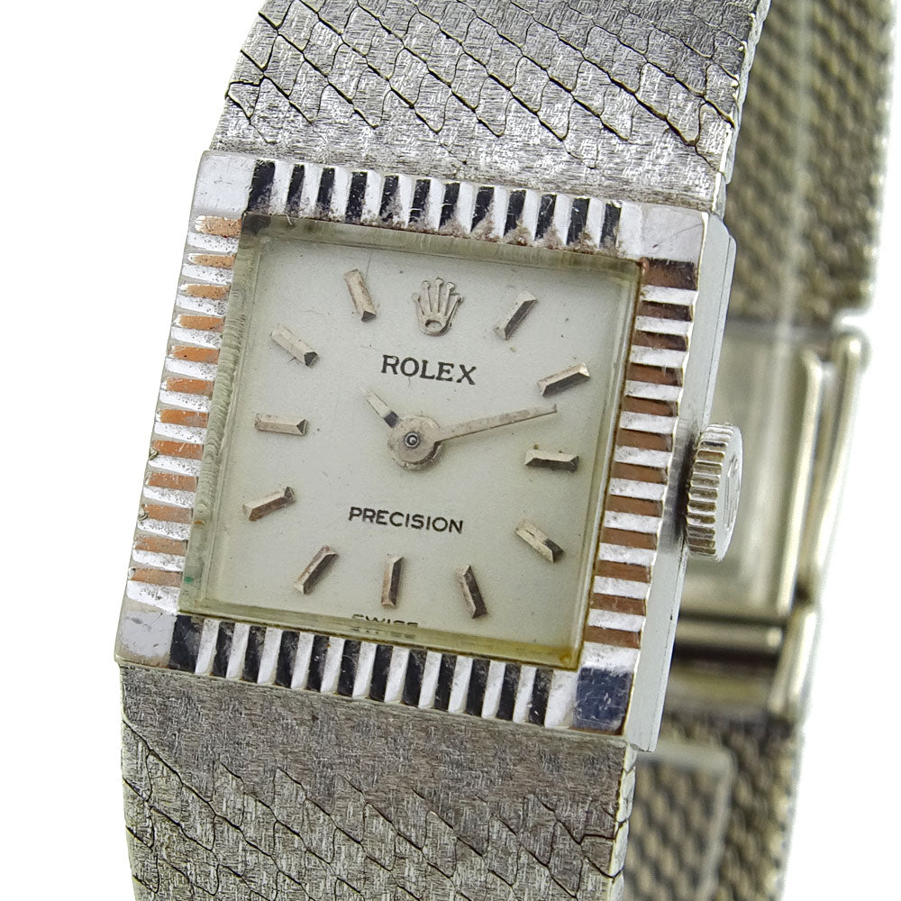 Rolex Precision 18k White Gold Ladies Vintage Wristwatch