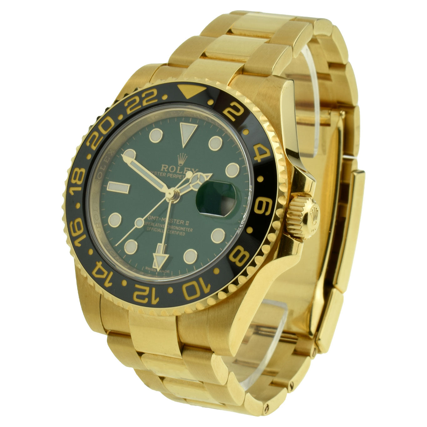 Rolex GMT-Master II Green Dial 18ct Gold 116718LN at Parkers Jewellers
