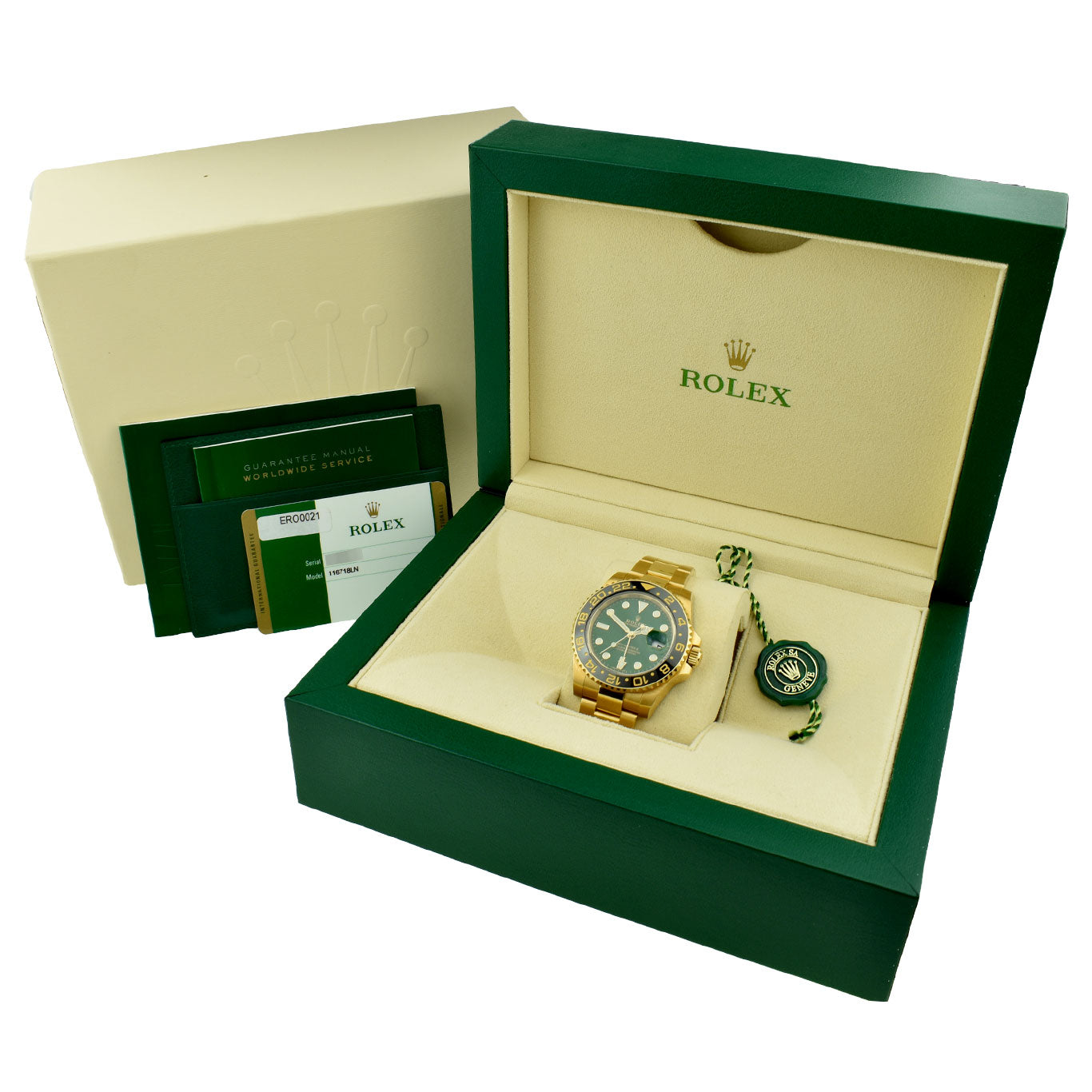 Rolex GMT-Master II Green Dial 18ct Gold 116718LN