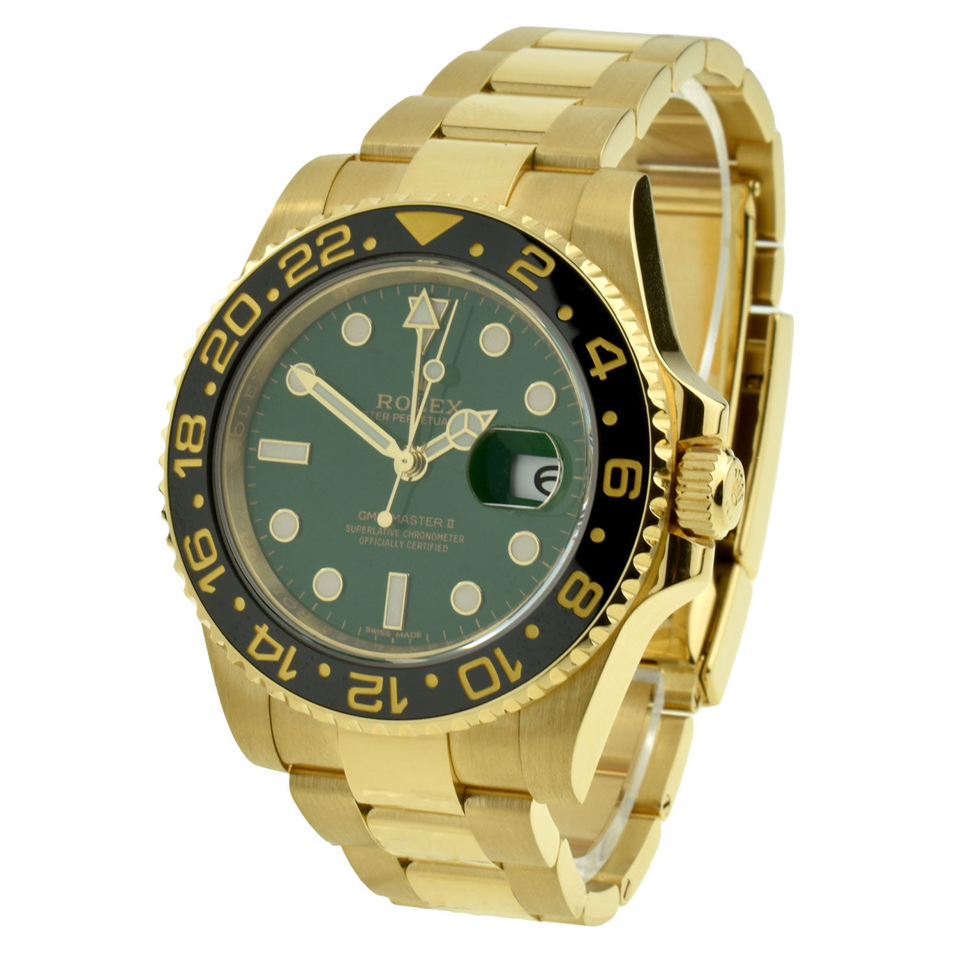 Rolex GMT-Master II Green Dial 18ct Gold 116718LN at Parkers Jewellers