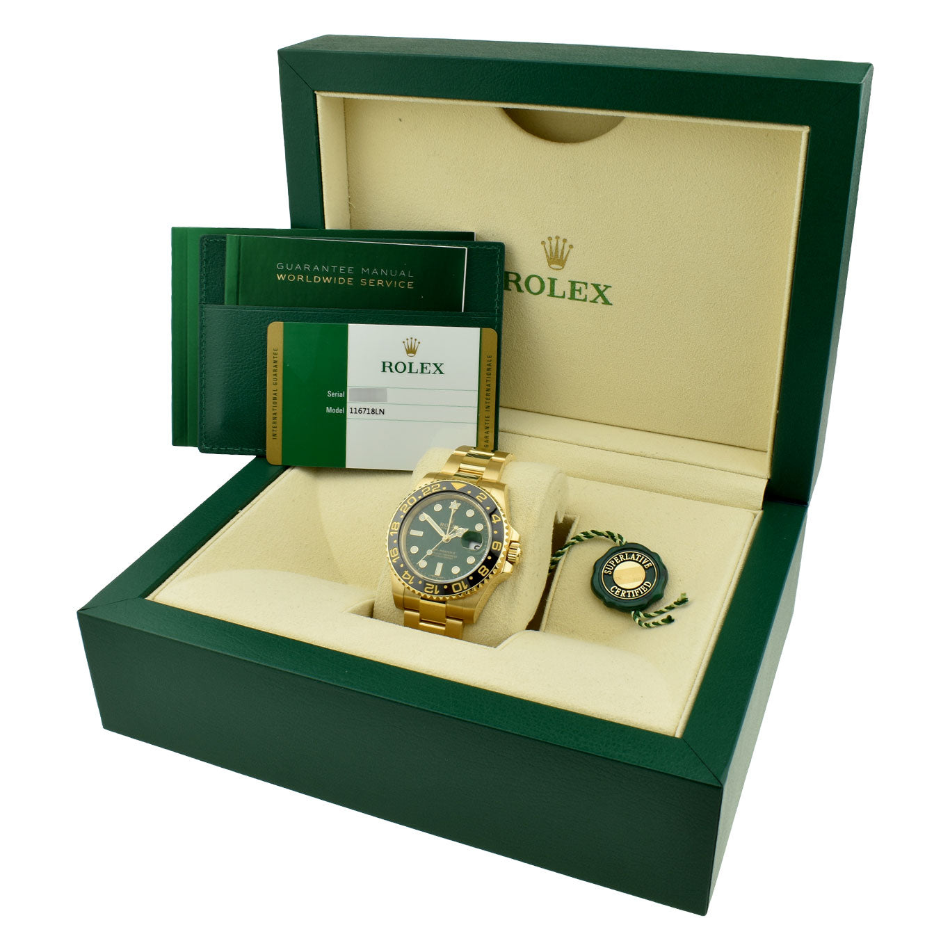 Rolex GMT-Master II Green Dial 18ct Gold 116718LN
