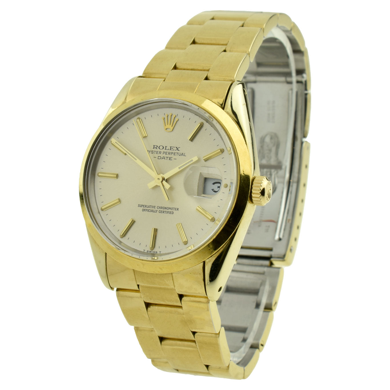 Rolex Date Oyster Perpetual Gold Cap 15505 at Parkers Jewellers