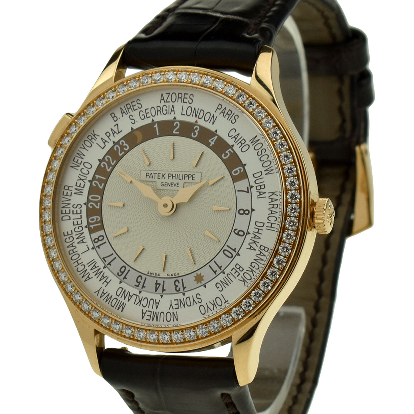 Patek Philippe World Time18ct Rose Gold Diamond Set 7130R-013