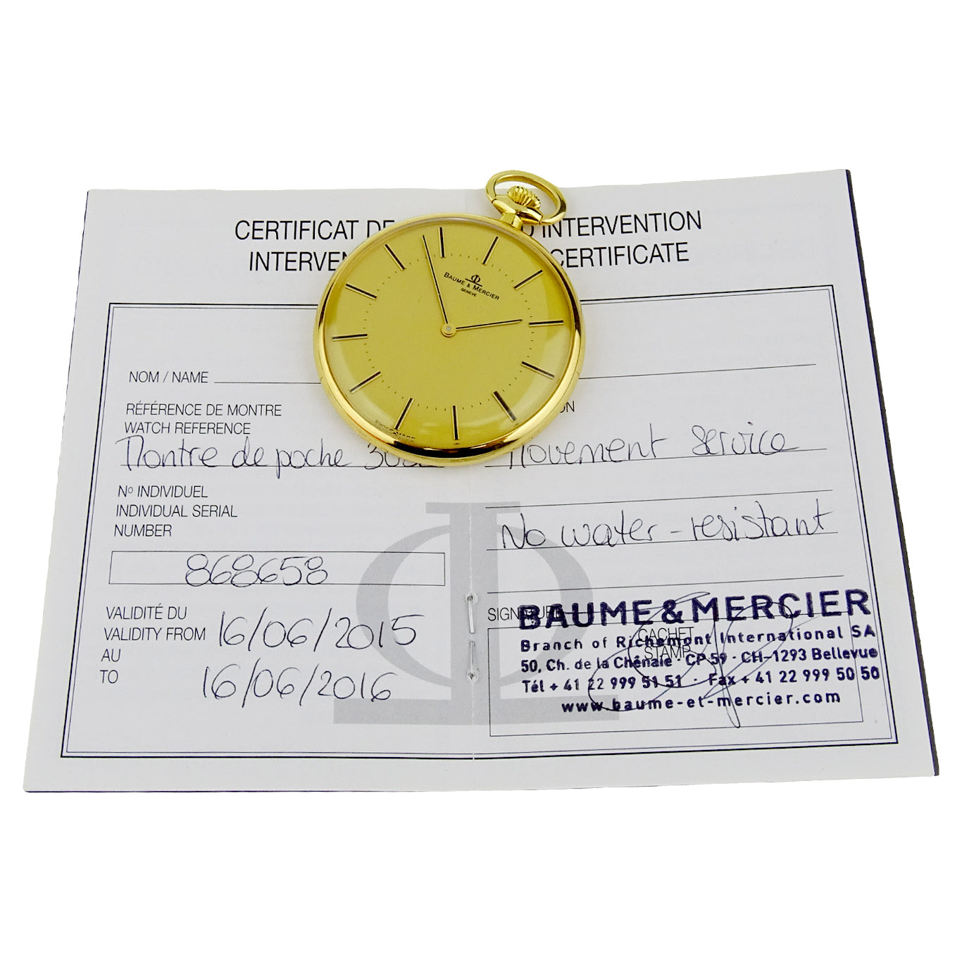 Baume &amp; Mercier 18ct Gold Vintage Pocket Watch