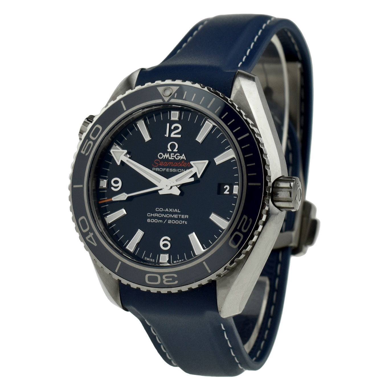 omega seamaster planet ocean gents stainless steel watch on strap
